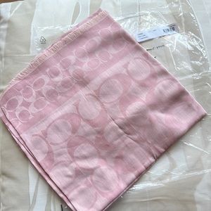 NWT $178 Coach signature scarf. 44 by 44 inches. Pink.